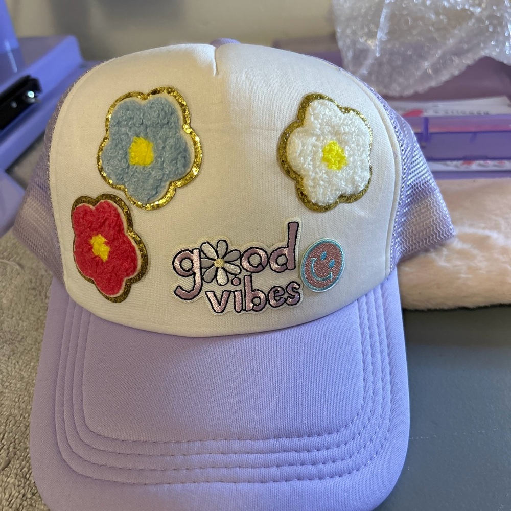 Custom Patch work Hat - White and Purple